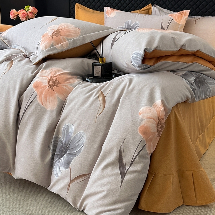 91家纺网 家纺一手货源 找家纺 棉生活家纺 2025新款铂金全棉纯棉磨毛四件套 欣欣向荣