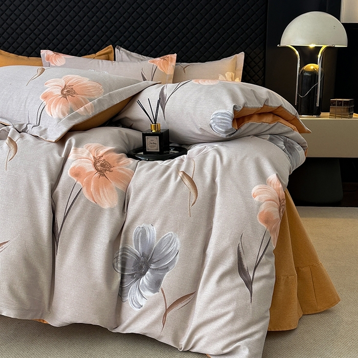 91家纺网 家纺一手货源 找家纺 棉生活家纺 2025新款铂金全棉纯棉磨毛四件套 欣欣向荣