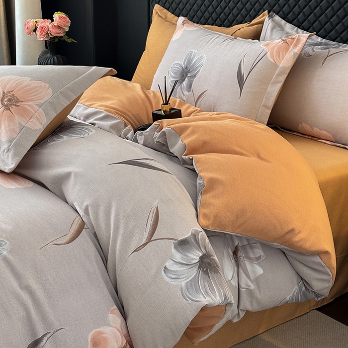 91家纺网 家纺一手货源 找家纺 棉生活家纺 2025新款铂金全棉纯棉磨毛四件套 欣欣向荣