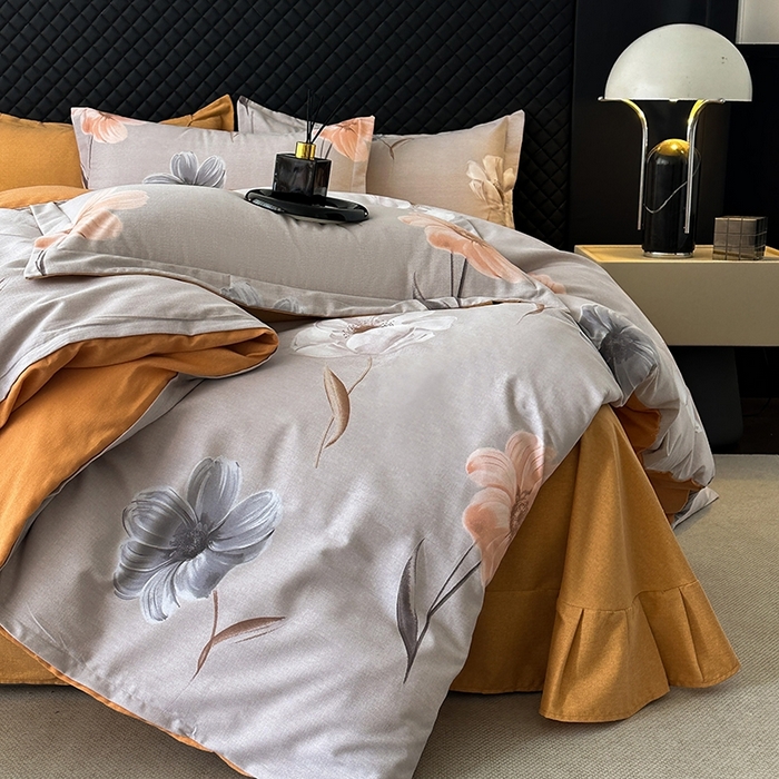 91家纺网 家纺一手货源 找家纺 棉生活家纺 2025新款铂金全棉纯棉磨毛四件套 欣欣向荣