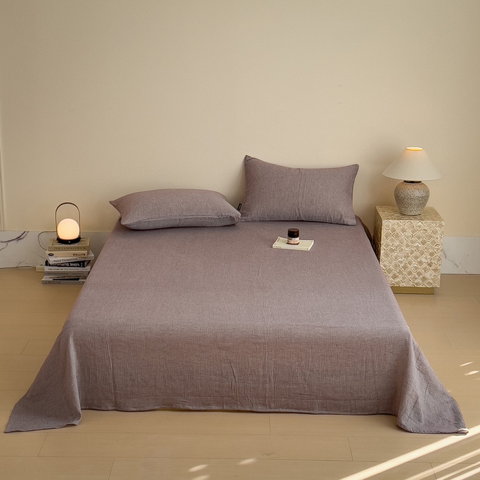 91家纺网 家纺一手货源 找家纺 席世家 2025新款皱皱纱单品床单单件床单 可可咖