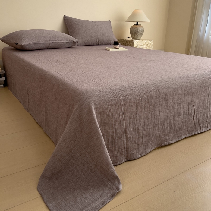 91家纺网 家纺一手货源 找家纺 席世家 2025新款皱皱纱单品床单单件床单 可可咖