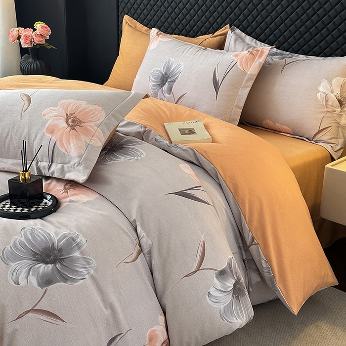 91家纺网 家纺一手货源 找家纺 棉生活家纺 2025新款铂金全棉纯棉磨毛四件套 欣欣向荣