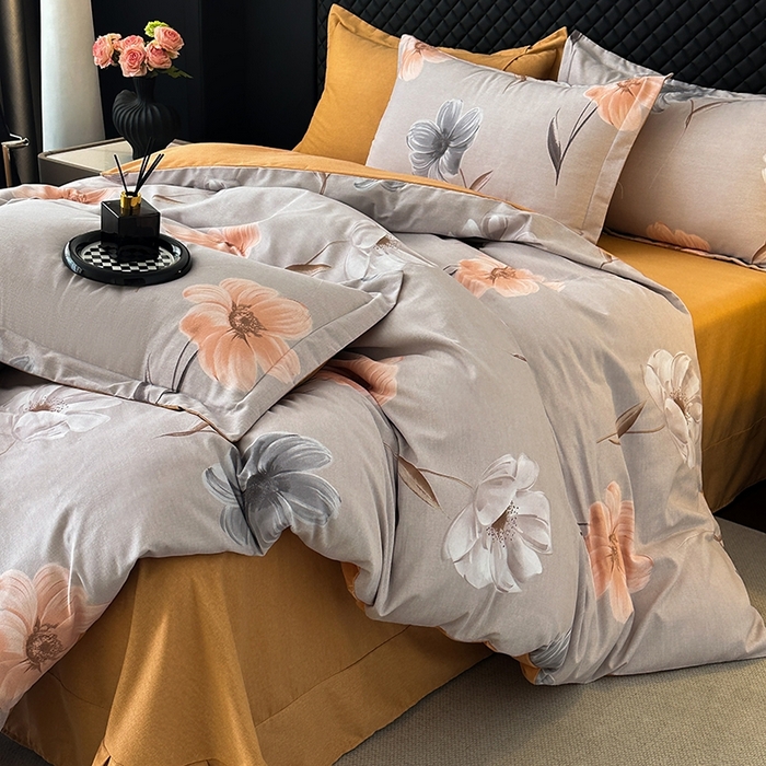 91家纺网 家纺一手货源 找家纺 棉生活家纺 2025新款铂金全棉纯棉磨毛四件套 欣欣向荣