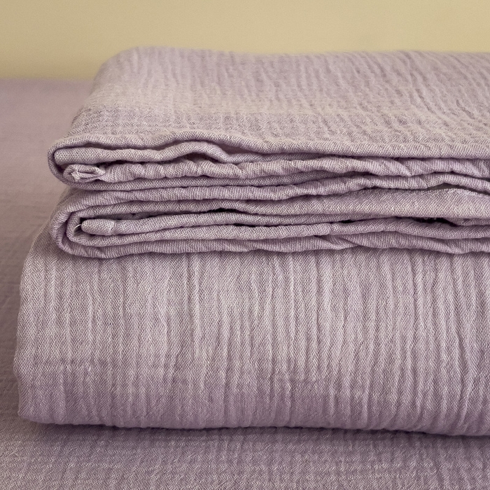 席世家 2025新款皱皱纱单品床单单件床单 梦幻紫