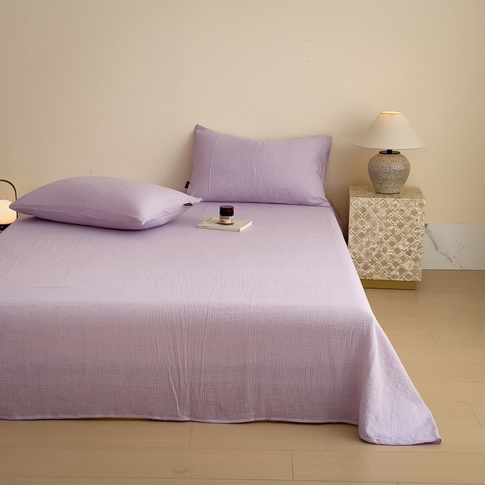 91家纺网 家纺一手货源 找家纺 席世家 2025新款皱皱纱单品床单单件床单 梦幻紫