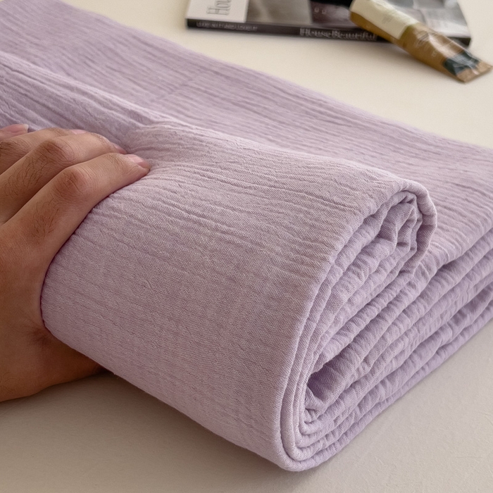 91家纺网 家纺一手货源 找家纺 席世家 2025新款皱皱纱单品床单单件床单 梦幻紫