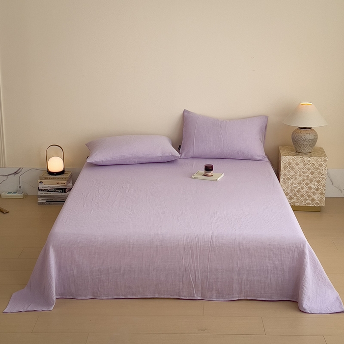 91家纺网 家纺一手货源 找家纺 席世家 2025新款皱皱纱单品床单单件床单 梦幻紫