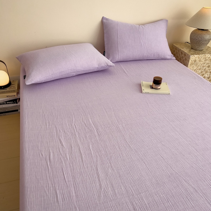 91家纺网 家纺一手货源 找家纺 席世家 2025新款皱皱纱单品床单单件床单 梦幻紫