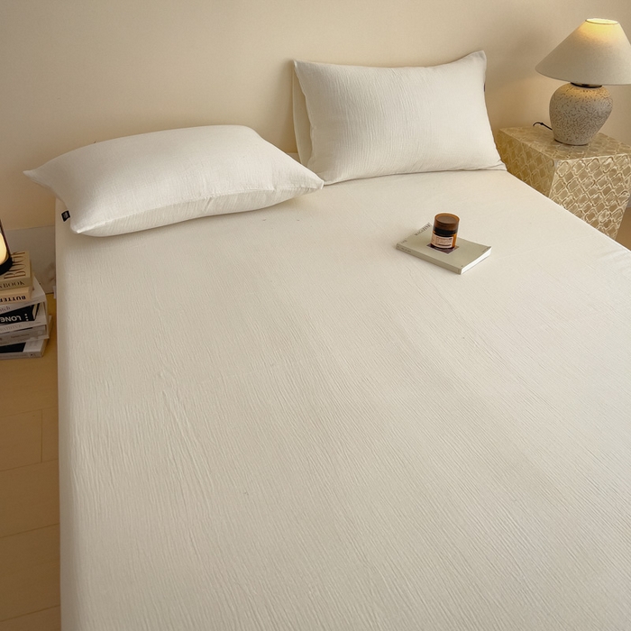 91家纺网 家纺一手货源 找家纺 席世家 2025新款皱皱纱单品床单单件床单 米白