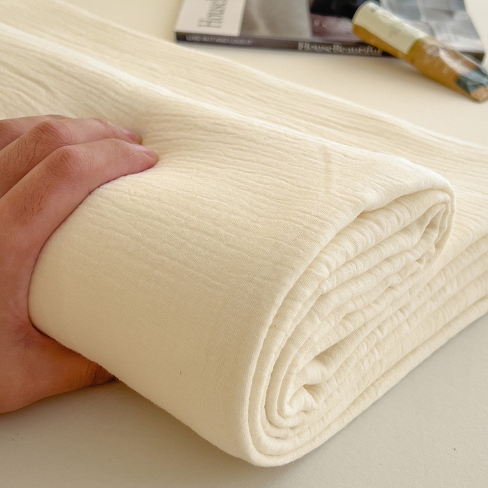 91家纺网 家纺一手货源 找家纺 席世家 2025新款皱皱纱单品床单单件床单 米白