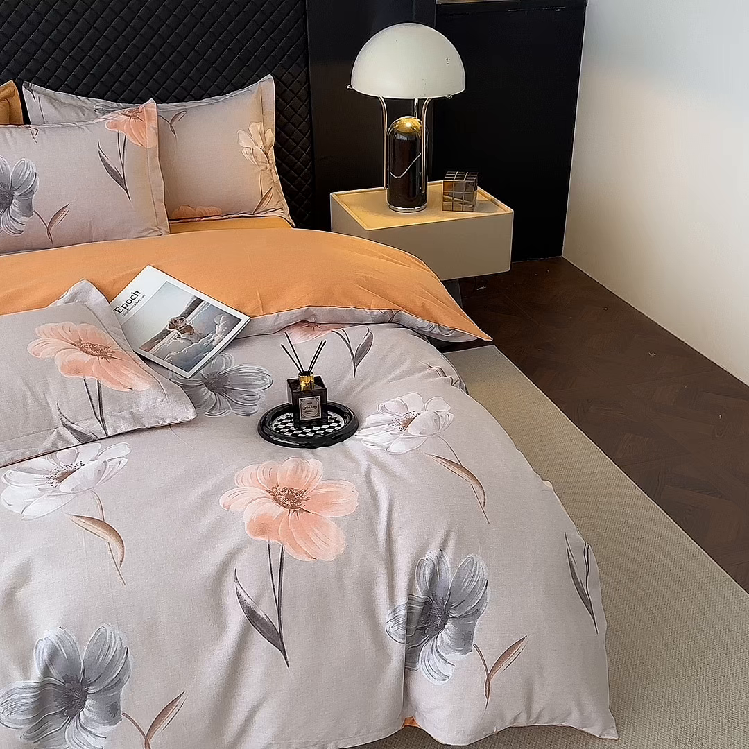 91家纺网 家纺一手货源 找家纺 棉生活家纺 2025新款铂金全棉纯棉磨毛四件套 欣欣向荣