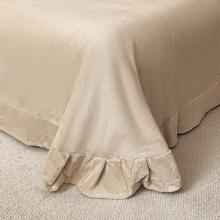 91家纺网 家纺一手货源 找家纺 羽梦家纺 2025款数码印花全消光260克牛奶绒轻奢简约工艺款四件套 数码-驼色