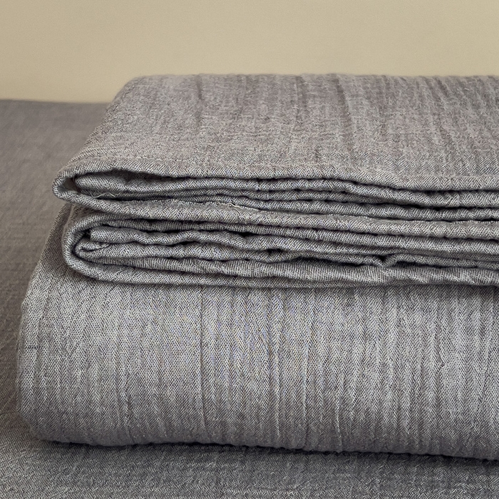 席世家 2025新款皱皱纱单品床单单件床单 泡沫灰