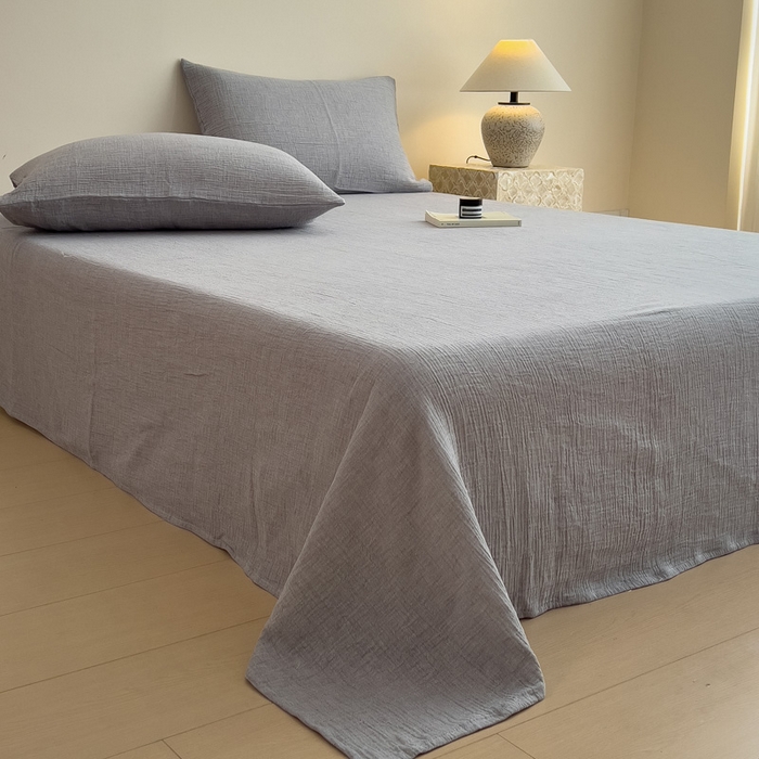 91家纺网 家纺一手货源 找家纺 席世家 2025新款皱皱纱单品床单单件床单 泡沫灰