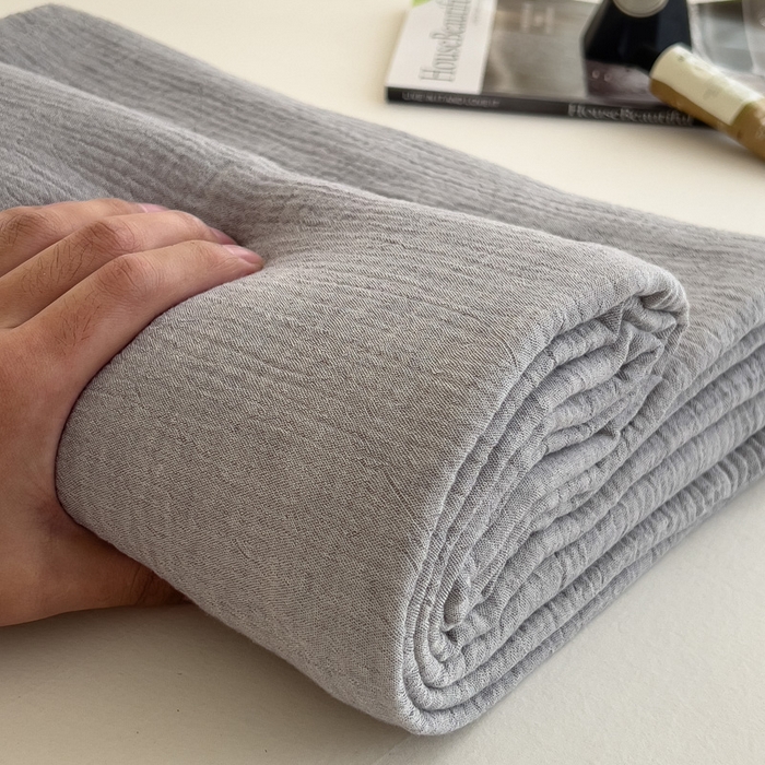 91家纺网 家纺一手货源 找家纺 席世家 2025新款皱皱纱单品床单单件床单 泡沫灰