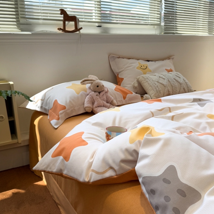 91家纺网 家纺一手货源 找家纺 棉生活家纺 2025新款铂金全棉纯棉磨毛四件套 星空之恋