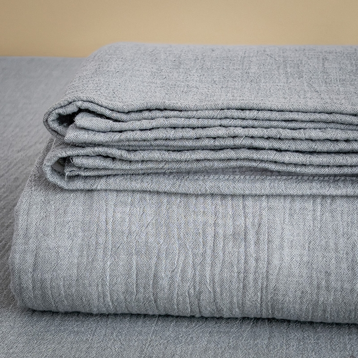 席世家 2025新款皱皱纱单品床单单件床单 烟灰兰