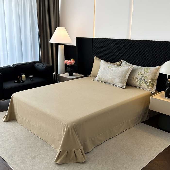 91家纺网 家纺一手货源 找家纺 棉生活家纺 2025新款铂金全棉纯棉磨毛四件套 叶罗丽-绿