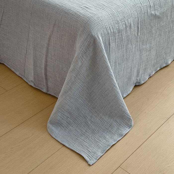 91家纺网 家纺一手货源 找家纺 席世家 2025新款皱皱纱单品床单单件床单 烟灰兰