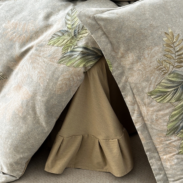 91家纺网 家纺一手货源 找家纺 棉生活家纺 2025新款铂金全棉纯棉磨毛四件套 叶罗丽-绿