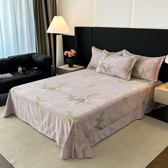 91家纺网 家纺一手货源 找家纺 棉生活家纺 2025新款铂金全棉纯棉磨毛四件套 叶罗丽-紫