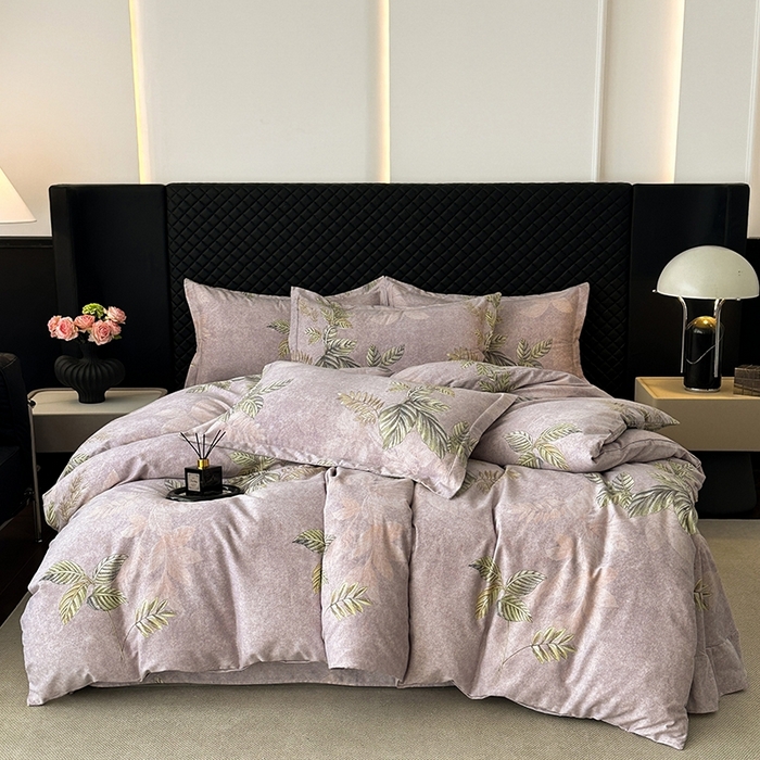 91家纺网 家纺一手货源 找家纺 棉生活家纺 2025新款铂金全棉纯棉磨毛四件套 叶罗丽-紫