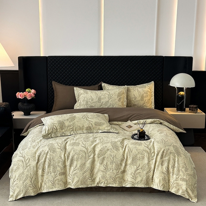 棉生活家纺 2025新款铂金全棉纯棉磨毛四件套 叶之舞