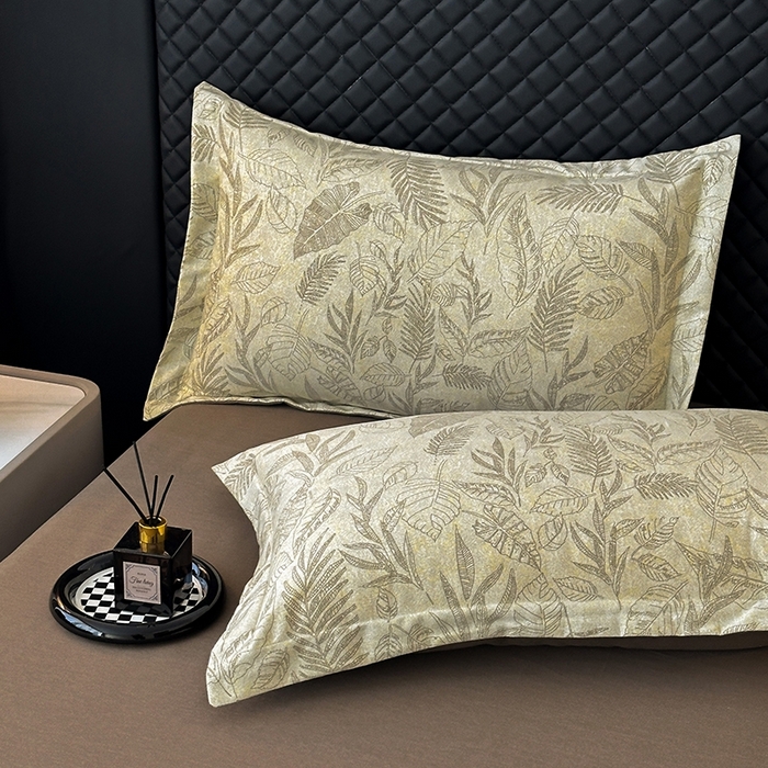 91家纺网 家纺一手货源 找家纺 棉生活家纺 2025新款铂金全棉纯棉磨毛四件套 叶之舞