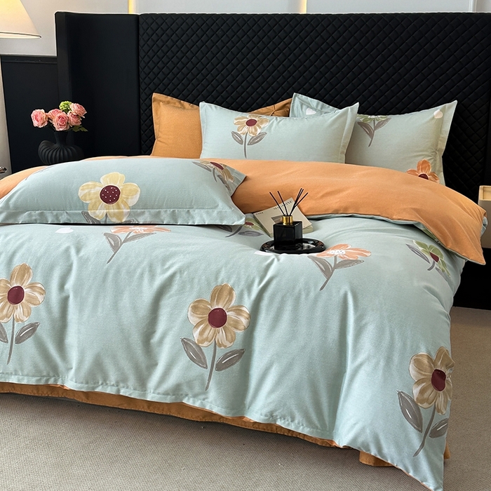 91家纺网 家纺一手货源 找家纺 棉生活家纺 2025新款铂金全棉纯棉磨毛四件套 玉兰花语