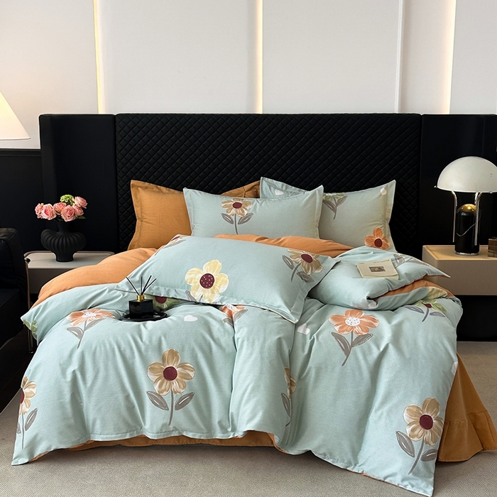 91家纺网 家纺一手货源 找家纺 棉生活家纺 2025新款铂金全棉纯棉磨毛四件套 玉兰花语