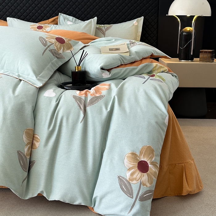 91家纺网 家纺一手货源 找家纺 棉生活家纺 2025新款铂金全棉纯棉磨毛四件套 玉兰花语