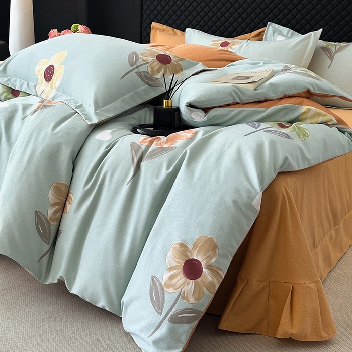 91家纺网 家纺一手货源 找家纺 棉生活家纺 2025新款铂金全棉纯棉磨毛四件套 玉兰花语