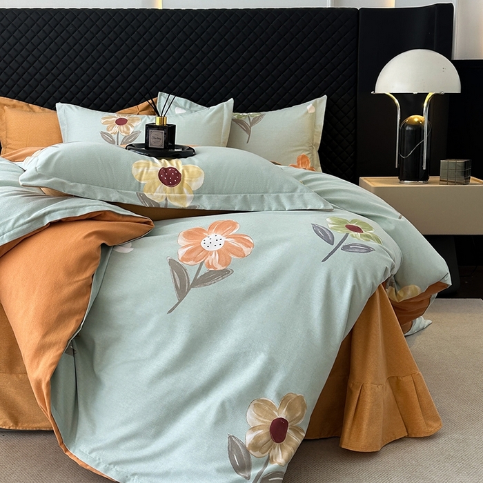 91家纺网 家纺一手货源 找家纺 棉生活家纺 2025新款铂金全棉纯棉磨毛四件套 玉兰花语