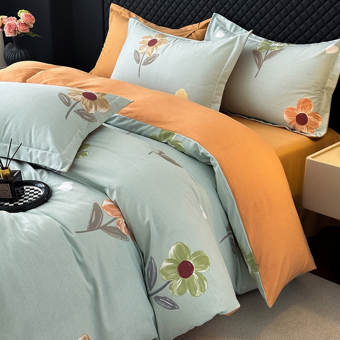 91家纺网 家纺一手货源 找家纺 棉生活家纺 2025新款铂金全棉纯棉磨毛四件套 玉兰花语