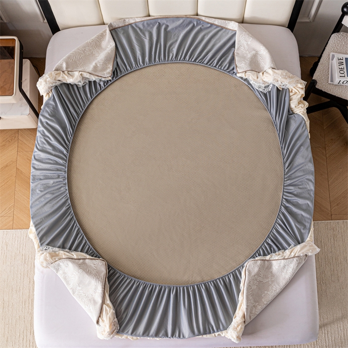 91家纺网 家纺一手货源 找家纺 手艺人家纺 2025新款雪尼尔床裙床笠 X02-米