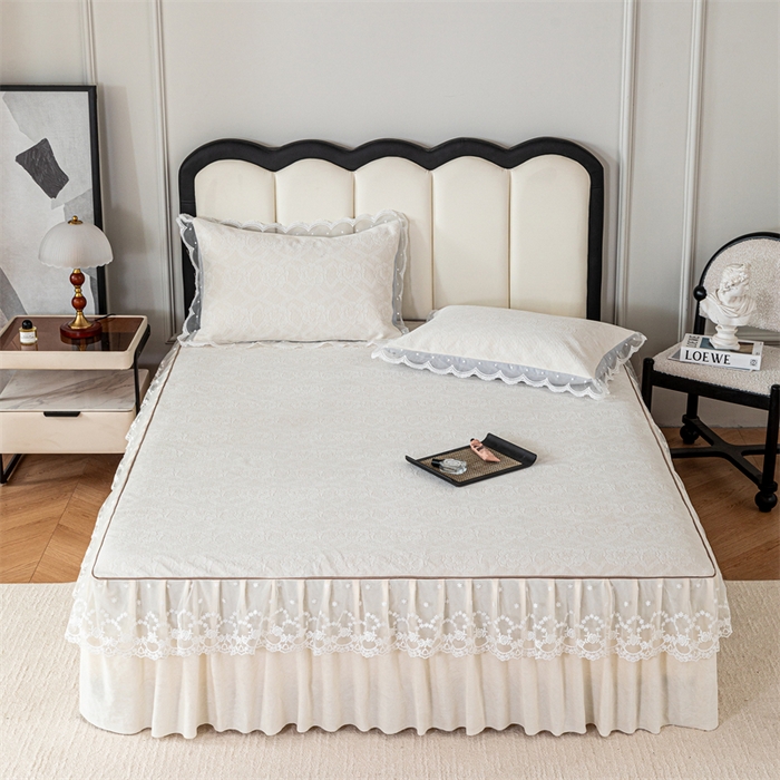 手艺人家纺 2025新款雪尼尔床裙床笠 X05-米