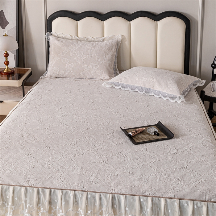 91家纺网 家纺一手货源 找家纺 手艺人家纺 2025新款雪尼尔床裙床笠 X02-米