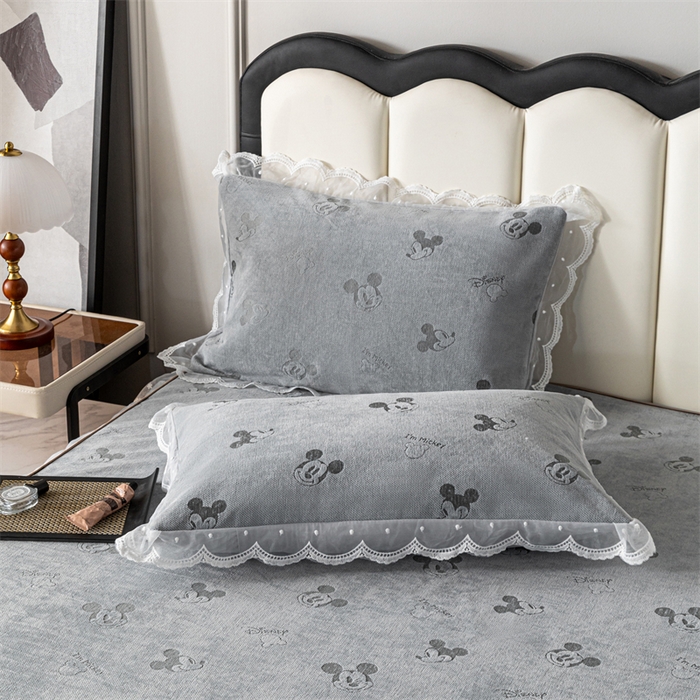 91家纺网 家纺一手货源 找家纺 手艺人家纺 2025新款雪尼尔床裙床笠 X01-灰