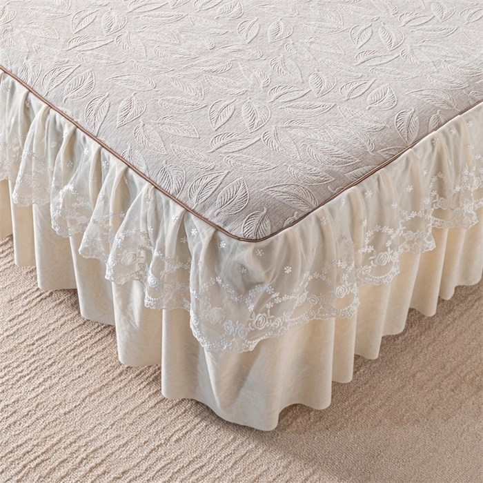 91家纺网 家纺一手货源 找家纺 手艺人家纺 2025新款雪尼尔床裙床笠 X06-米