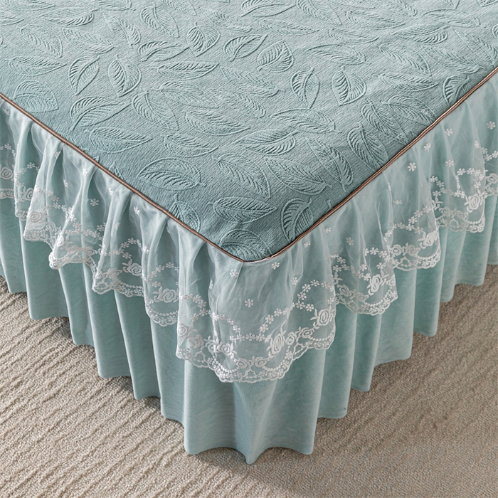 91家纺网 家纺一手货源 找家纺 手艺人家纺 2025新款雪尼尔床裙床笠 X06-绿