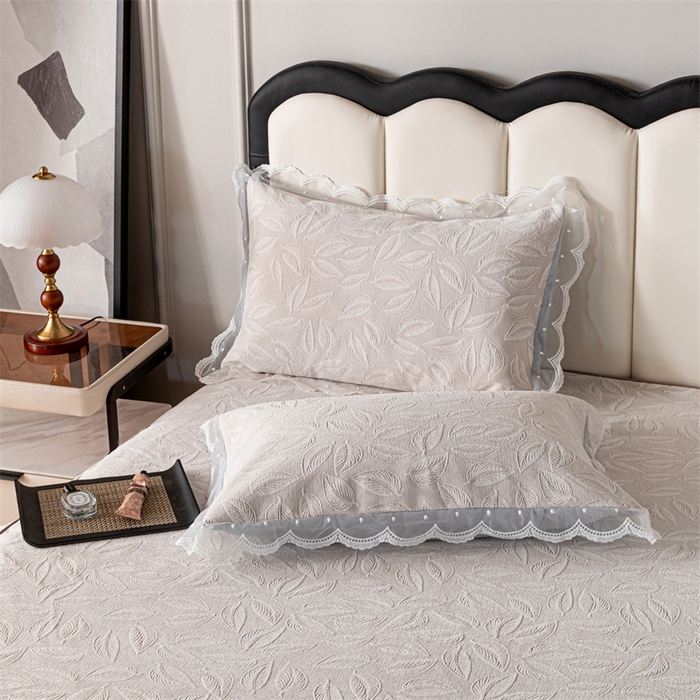 91家纺网 家纺一手货源 找家纺 手艺人家纺 2025新款雪尼尔床裙床笠 X06-米