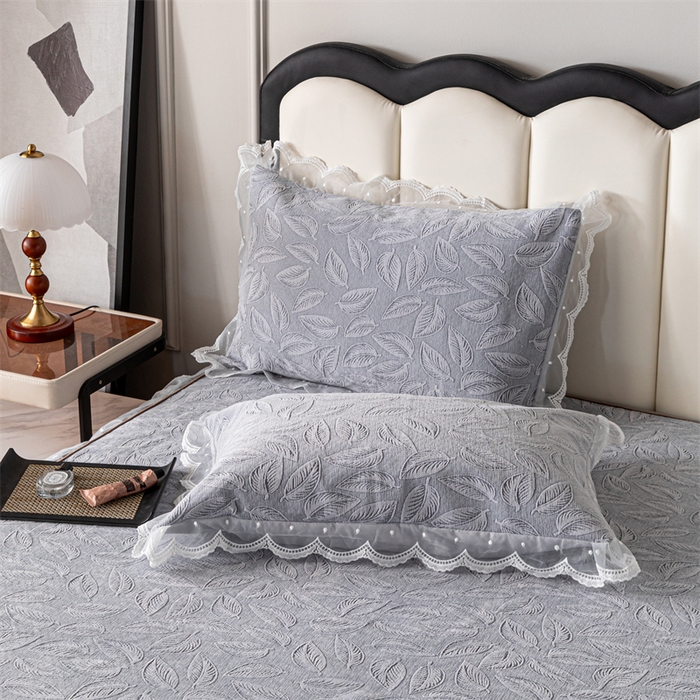 91家纺网 家纺一手货源 找家纺 手艺人家纺 2025新款雪尼尔床裙床笠 X06-灰