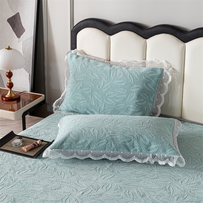 91家纺网 家纺一手货源 找家纺 手艺人家纺 2025新款雪尼尔床裙床笠 X06-绿