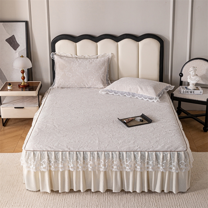 手艺人家纺 2025新款雪尼尔床裙床笠 X02-米