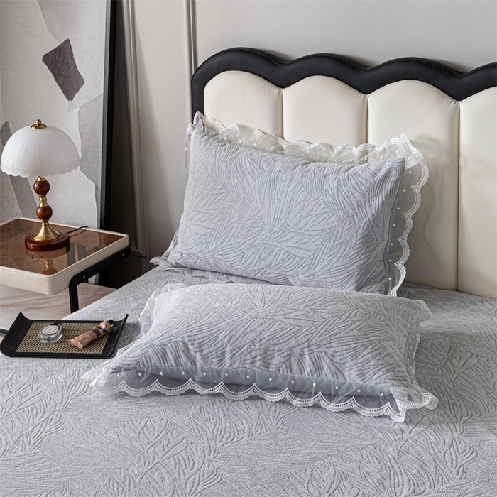 91家纺网 家纺一手货源 找家纺 手艺人家纺 2025新款雪尼尔床裙床笠 X03-灰