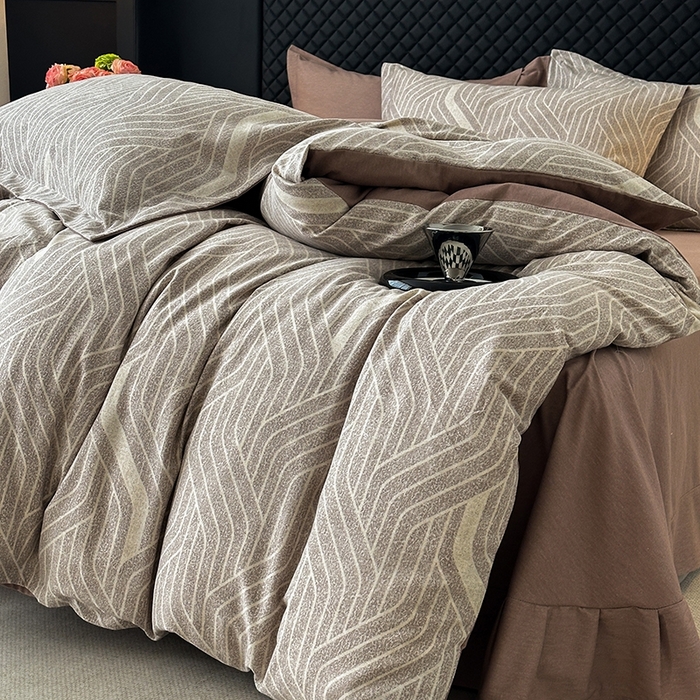 91家纺网 家纺一手货源 找家纺 棉生活家纺 2025新款铂金全棉纯棉磨毛四件套 月笼银沙