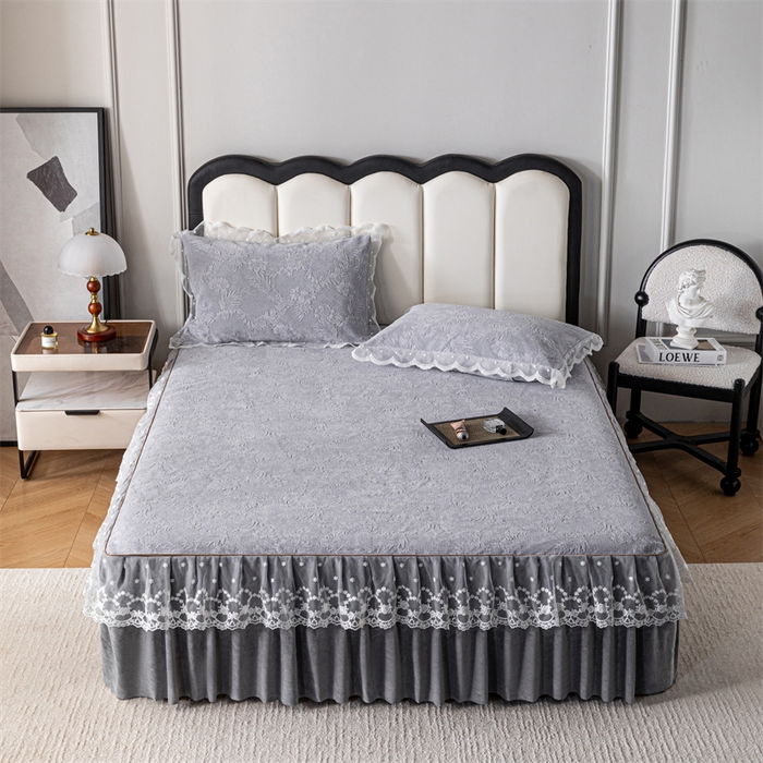 手艺人家纺 2025新款雪尼尔床裙床笠 X02-灰