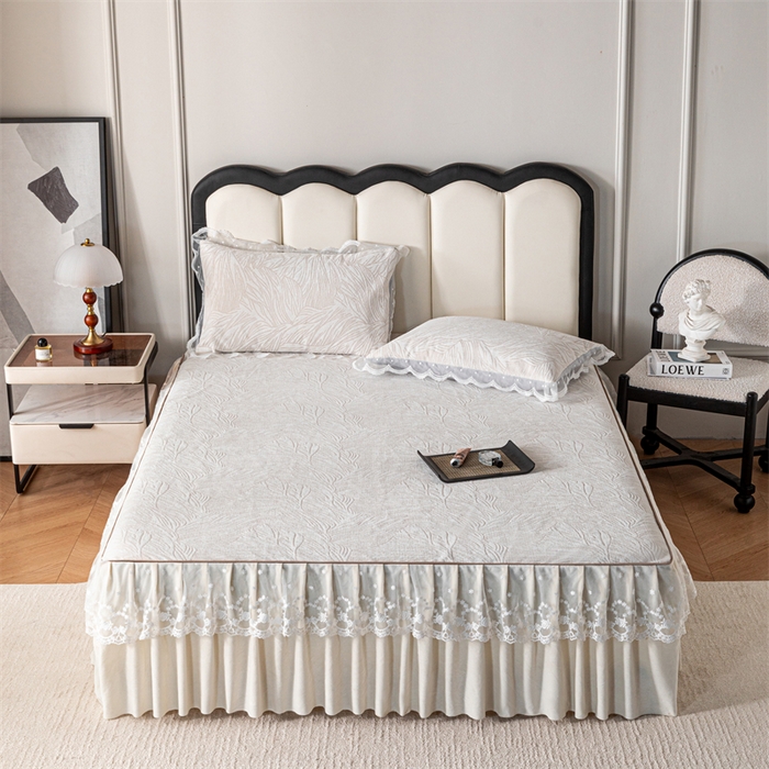 手艺人家纺 2025新款雪尼尔床裙床笠 X03-米