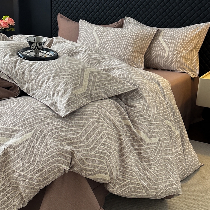 91家纺网 家纺一手货源 找家纺 棉生活家纺 2025新款铂金全棉纯棉磨毛四件套 月笼银沙